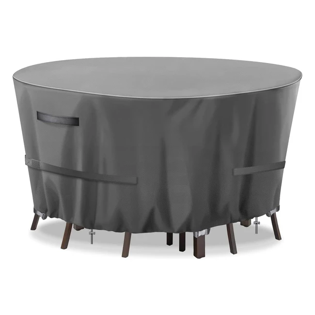 Garprovm Garden Furniture Covers - 600D Heavy Duty - Waterproof & Anti-UV - Round Table Cover - 128x71cm