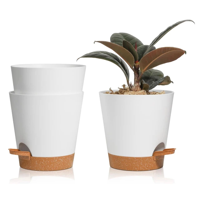 Macetas plásticas decorativas T4U 14cm - Juego de 3 - Blanco