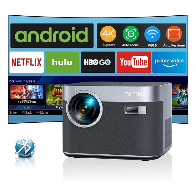 Toptro WiFi 6 Bluetooth Projector - 4K Supported, 600 ANSI, Full HD 1080p, 300'' Display