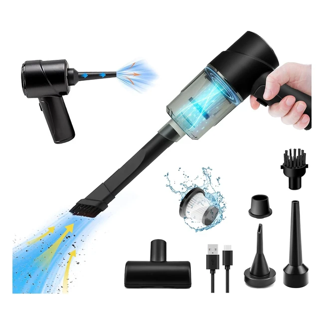 Alljia Car Vacuum Cleaner - Cordless Handheld 120W, 7500Pa, 12V - Strong Suction & Blow, Cyclonic Cleaner