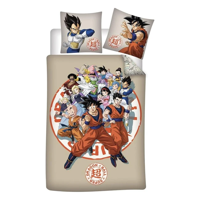 Aymax Sprl Dragonball - Parure de lit enfant 140x200cm - Housse de couette et taie d'oreiller en coton