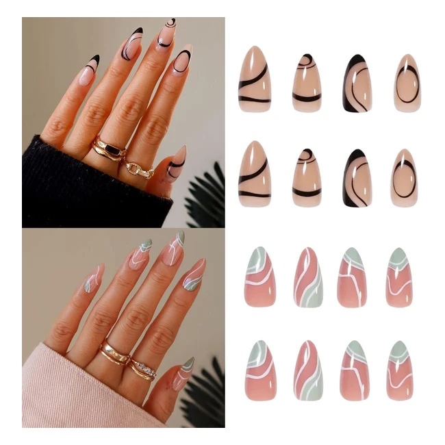 Faux Ongles Court 48 pices - 2 paquets  Colle adhsive et lime incluses  De