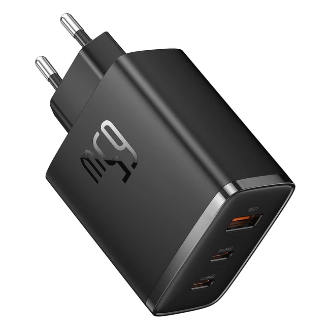 Baseus USB C Ladegerät 65W USB C Netzteil 3-Port PD Ladegerät mit PPS GAN Schnellladegerät für MacBook Pro/Air iPhone 15/14/13/12 Serie iPad Pro Galaxy S23 Ultra S23 S22 usw.