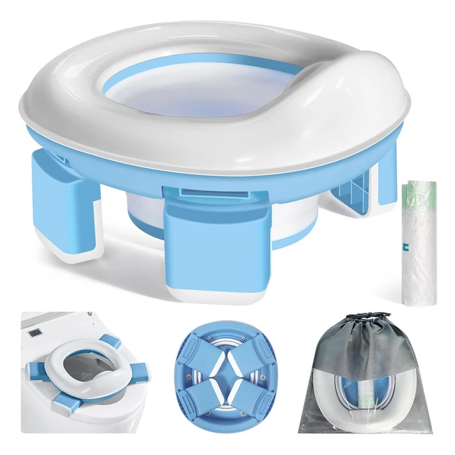 Portable Potty Toilet for Toddlers - 3 in 1 Folding Travel Potty Seat - Easy to 