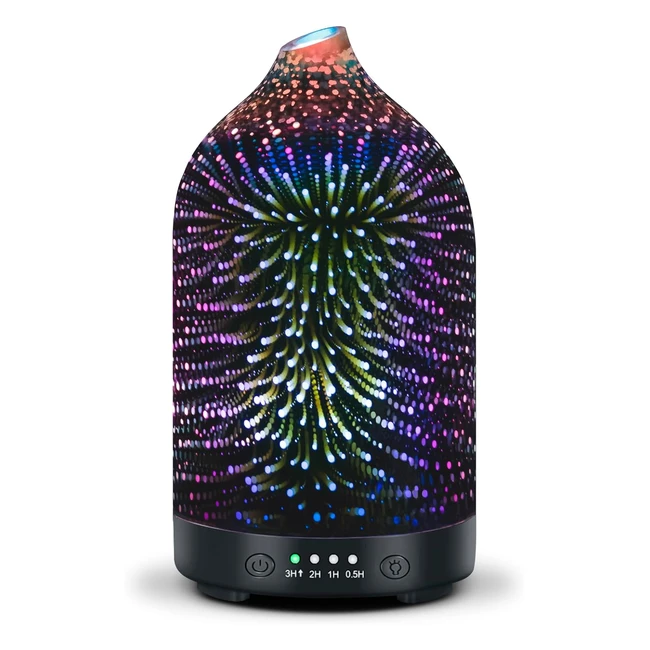 Electric Glass Aromatherapy Diffuser - 3D Firework, Ultrasonic, Waterless Auto Shutoff - 120ml