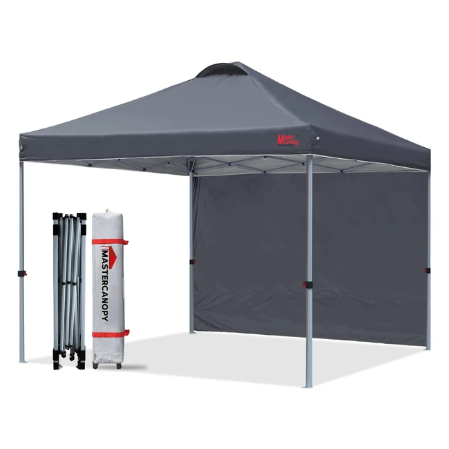 MasterCanopy Durable EZ Popup Gazebo Tent  Dark Grey  1 Sidewall  3x3m
