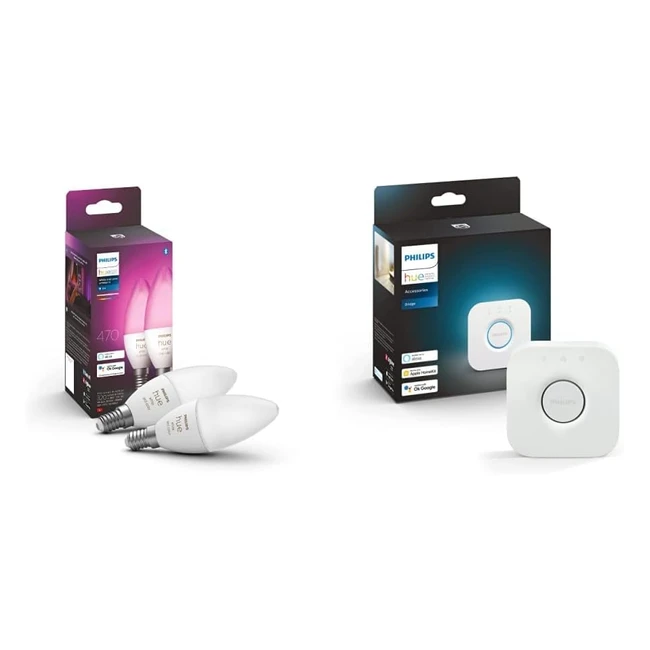 Philips Hue White Color Ambiance E14 LED-Lampe 2er-Pack inkl Hue Bridge - dimmb