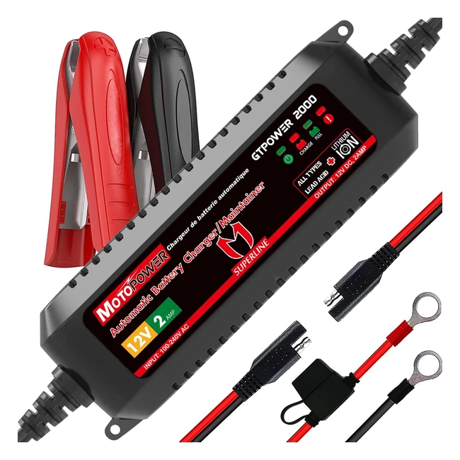 Motopower MP00207AUK 12V 2A Automatic Battery ChargerMaintainer - UK Plug