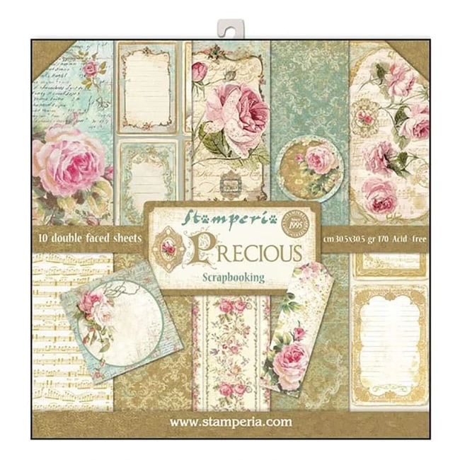 Bloc Papier Scrap Stamperia 10 Feuilles 305x305 12x12 Cadeaux Precieux Multicolore SBBL24