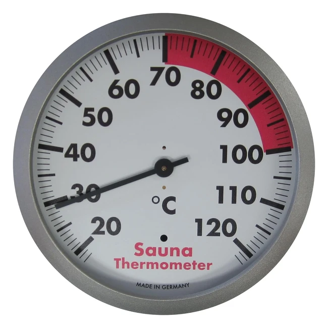 TFA Dostmann Analoge Sauna Thermometer hitzebeständig Silberweiß L 120 x B 37 x H 120 mm