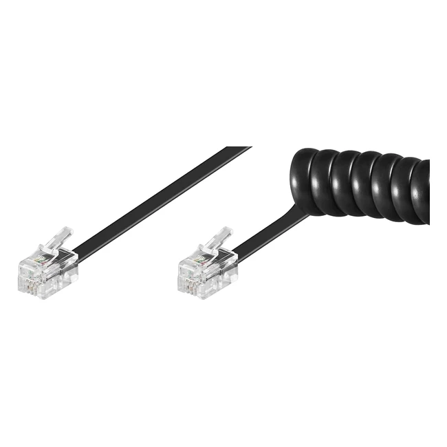 Câble spiralé plat Goobay 68002 RJ10 4P4C vers RJ10 4P4C - 4m Noir