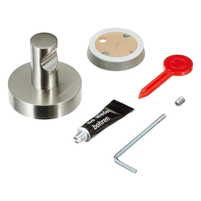 tesa Powerbutton Premium Haken Silbermatt - Selbstklebend bis zu 8 kg belastbar