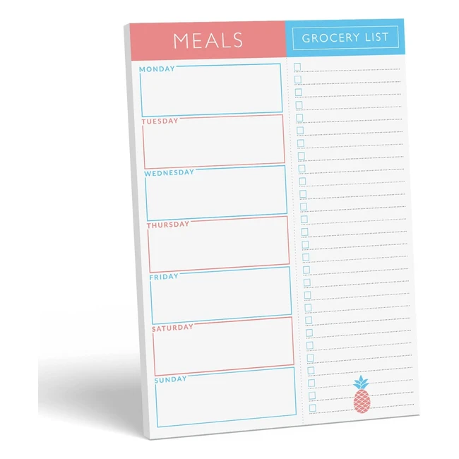 Sweetzer Orange Meal Planner Notepads - Blue Pink Design - Organiser for Weekly