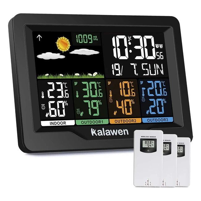 Estación Meteorológica Kalawen 3 Sensores Exteriores - Multifuncional y Digital