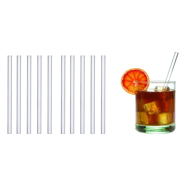 Pailles en verre réutilisables TFA Dostmann - Lot de 10 - Lave-vaisselle - Idéales pour cocktails