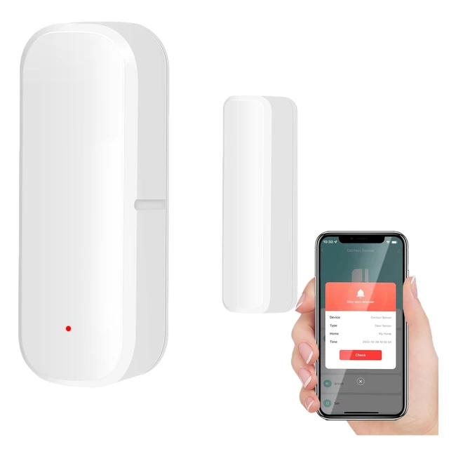 Sensor de Puerta y Ventana Inteligente WiFi - Alarma de Detector Inalámbrico - Seguridad del Hogar - Compatible Alexa/Google Home