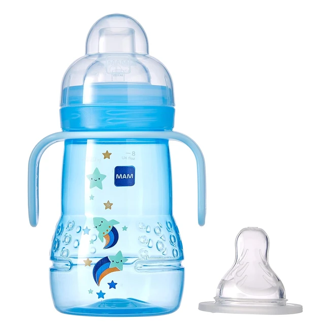 MAM Bicchiere Trainer D114 per Bambini 4+ Mesi - Beccuccio in Silicone Morbido - 220ml Blu