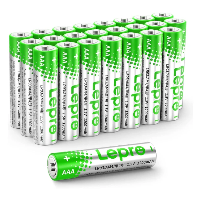 Lepro AAA Alkaline Batteries 24 Pack - High Capacity 1200mAh - Long Lasting Powe