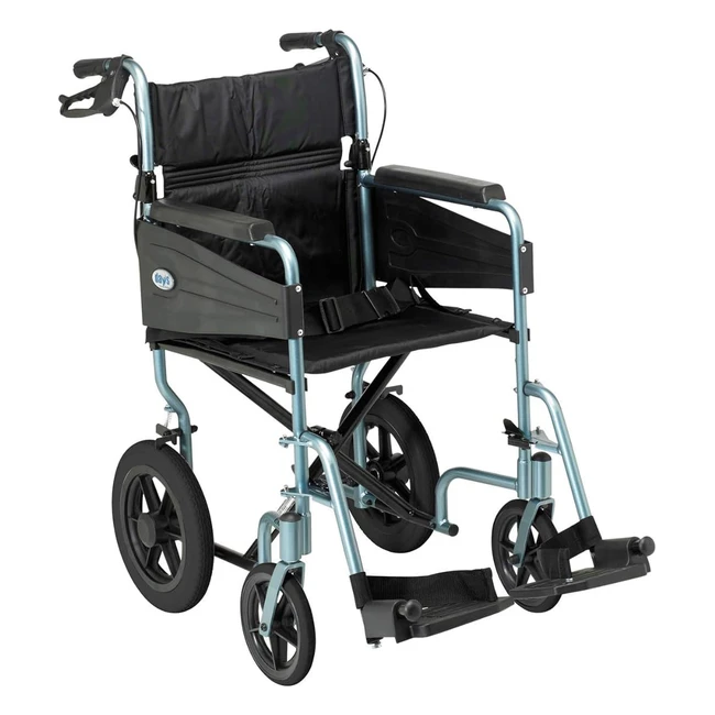 Days Escape Wheelchair Lite - Lightweight Folding Frame - Mobility Aids - Comfort Travel Chair - Removable Footrests - Silver Blue