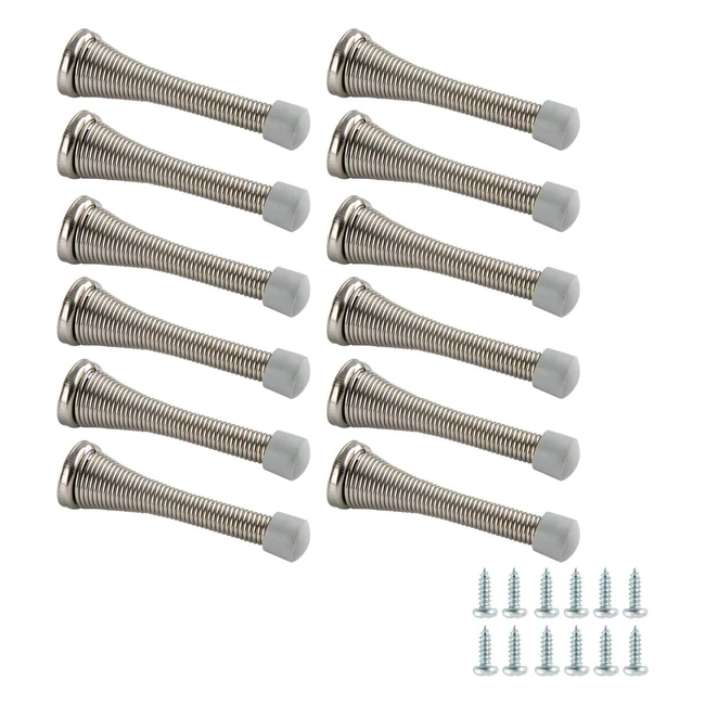 Brushed Nickel Spring Door Stop 12-Pack - Amazon Basics
