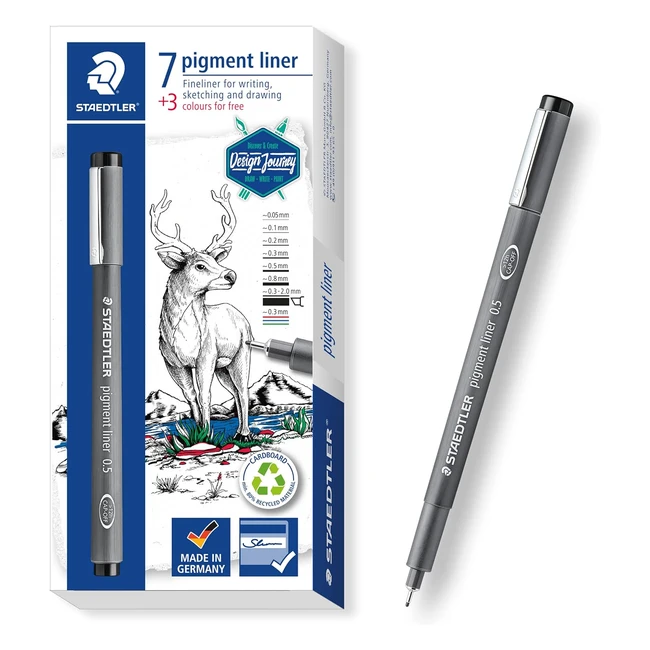 Staedtler Liner Pigments Noirs - Différentes Largeurs de Lignes - Encre Pigmentée Indélébile - Longue Durée de Vie