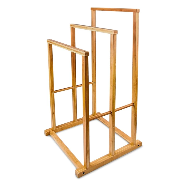 Porte-serviettes sur pied en bambou 3 barres HxLxP 825x42x425 cm - Relaxdays