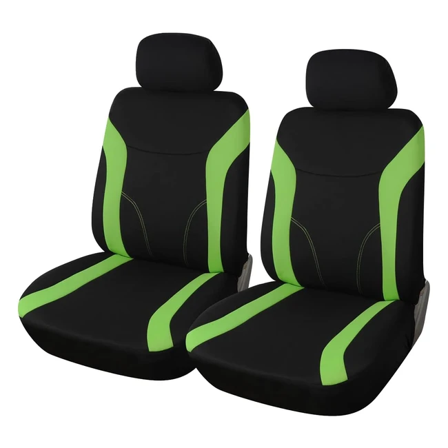 Upgrade4cars Coprisedili Auto Universali Nero Verde - Set Coprisedile per Guidatore e Passeggero