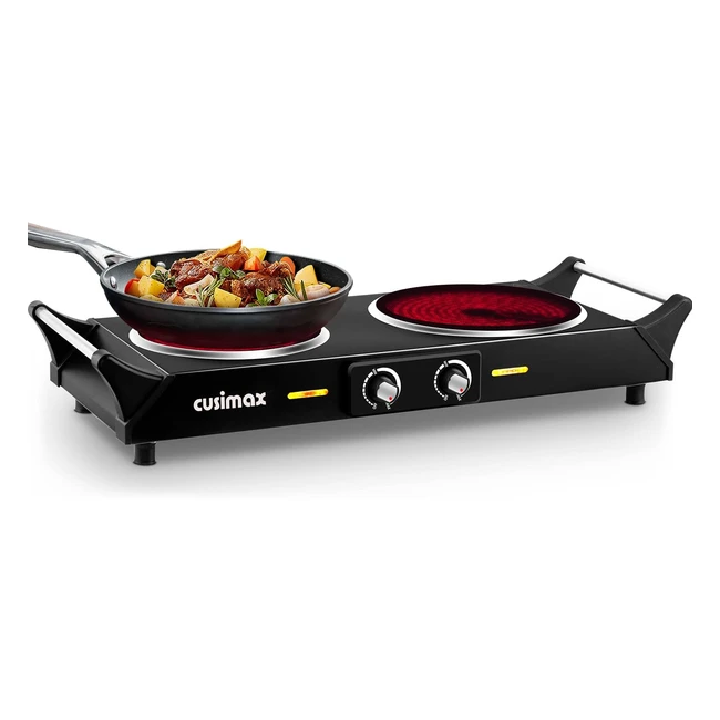 Cusimax Electric Hob Hot Plates - Portable Double Hob with Handles Infrared Coo
