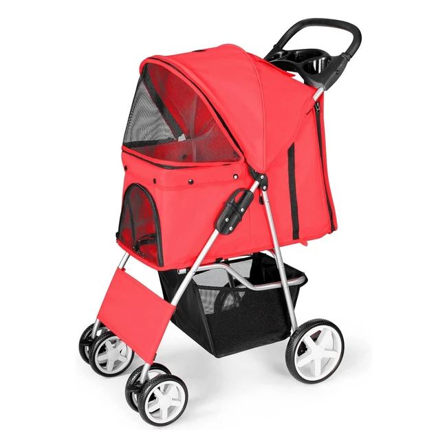 Display4Top Pet Travel Stroller - Red 4 Wheels Holds up to 30 lbs - Convenient