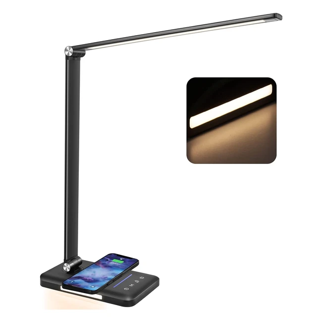 BieNser LED Desk Lamp with Night Lighting Fast Wireless Charger USB Charging P