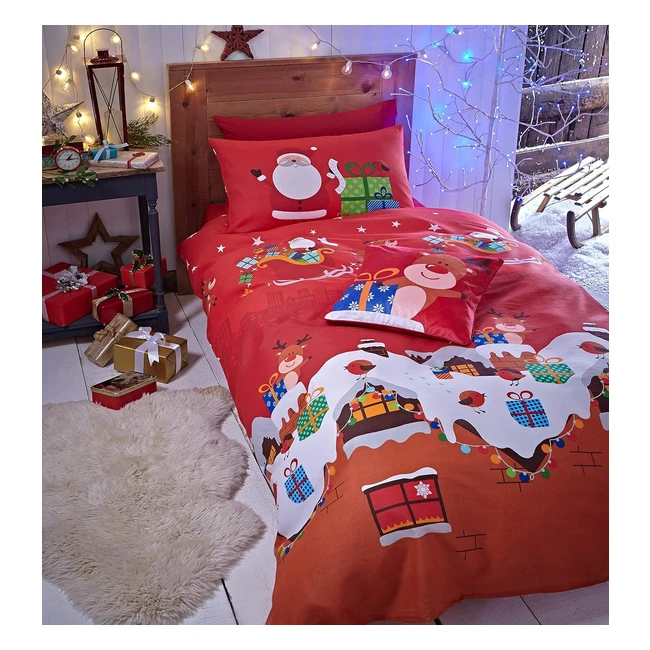 Catherine Lansfield Santa's Christmas Presents Duvet Set - Easy Care, Single - Pack of 1