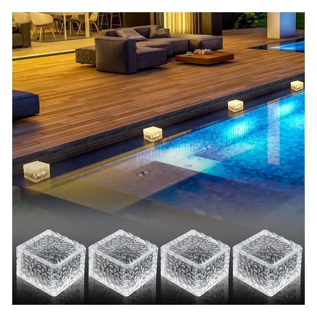 Luces LED Solares Exteriores - Pack de 4 - Auto On/Off - Impermeable - Jardín, Césped, Terraza, Escalera - Warm