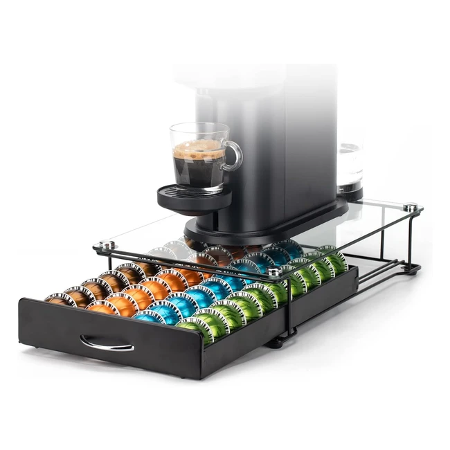 Hivenets Vertuoline Coffee Pods Holder - Tempered Glass Drawer - Stores 40 Vertu
