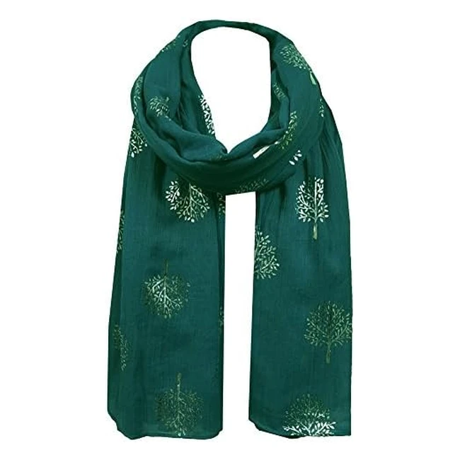 Silver Foil Mulberry Tree Print Fashion Scarf - World of Shawls - Ref: 12345 - Soft & Versatile