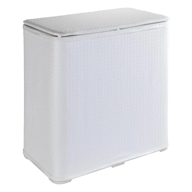 Wenko Portabiancheria Wanda - Cesto Portabiancheria con Coperchio - Capacità 65L - Plastica - Bianco