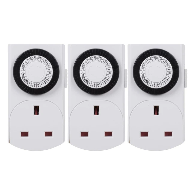 HBN 24 Hour Plugin Timer Switch for Lights & Appliances - Energy Saver - 3 Pack