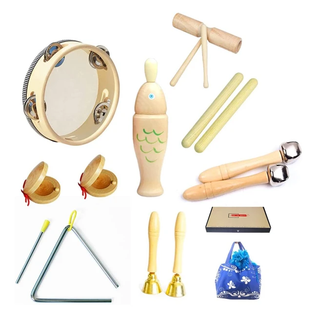 Instrument de musique enfant 16 pièces jouet musical bb bois percussion pour bb sac de rangement