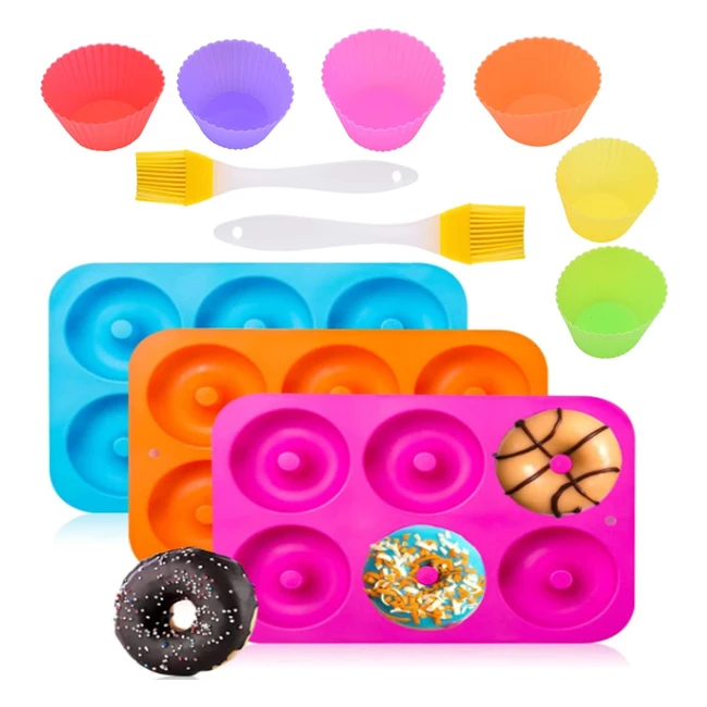 11pcs Molde Donut Silicona 2pcs Brocha - Hornea Donas y Magdalenas Fcilmente