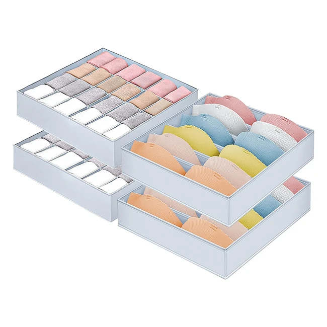 Boîte de rangement pliable et lavable pour chaussettes, soutiens-gorge, leggings, collants - 246 compartiments - Gris clair