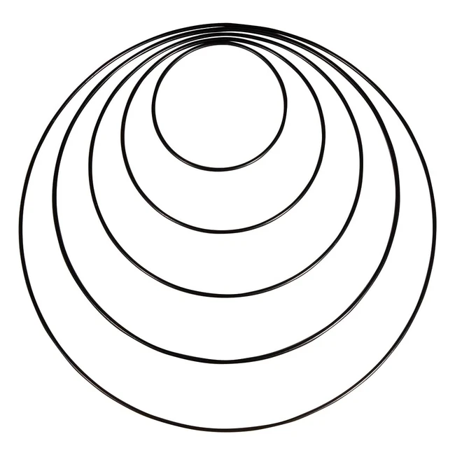 Anneaux en métal noir assortiment 5 pces fil 35mm - Arts créatifs mariage