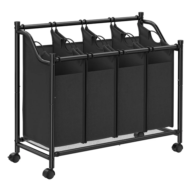 Songmics Rolling Laundry Sorter - 4 Removable Bags - 140L Capacity - Black