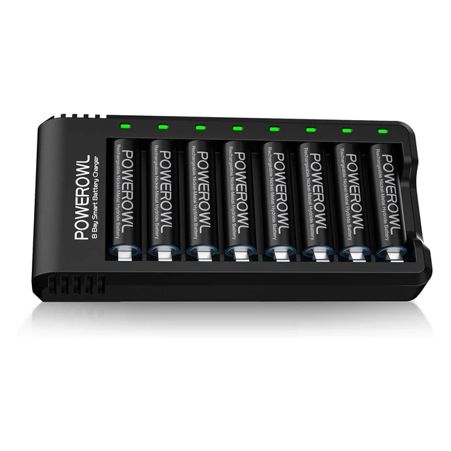 Powerowl Rechargeable Battery AA 2800mAh - Pack of 8 with Charger