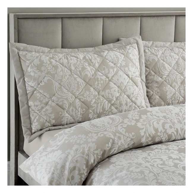 Catherine Lansfield Classic Damask Oxford Pillowcase - Natural Beige