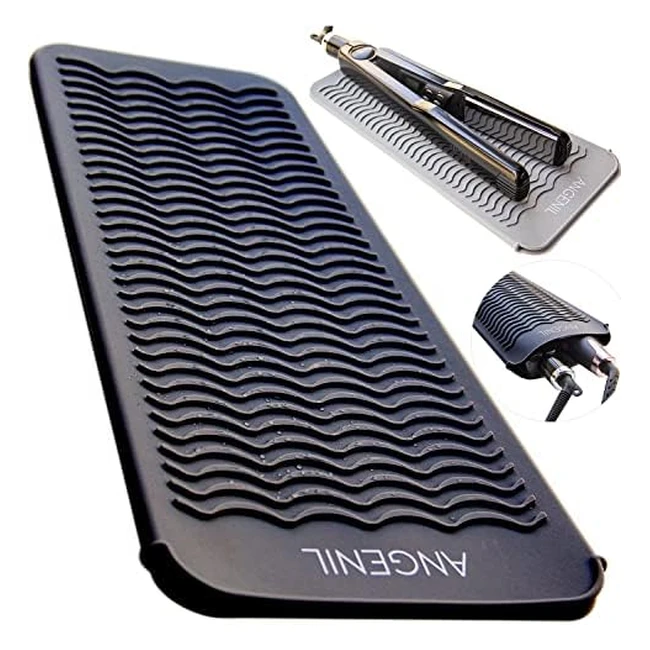 Angenil Silicone Heat Resistant Travel Mat Pouch for Titanium Ceramic Flat Iron - Professional Hair Straightener and Curler 2 in 1 - Food Grade Silicone