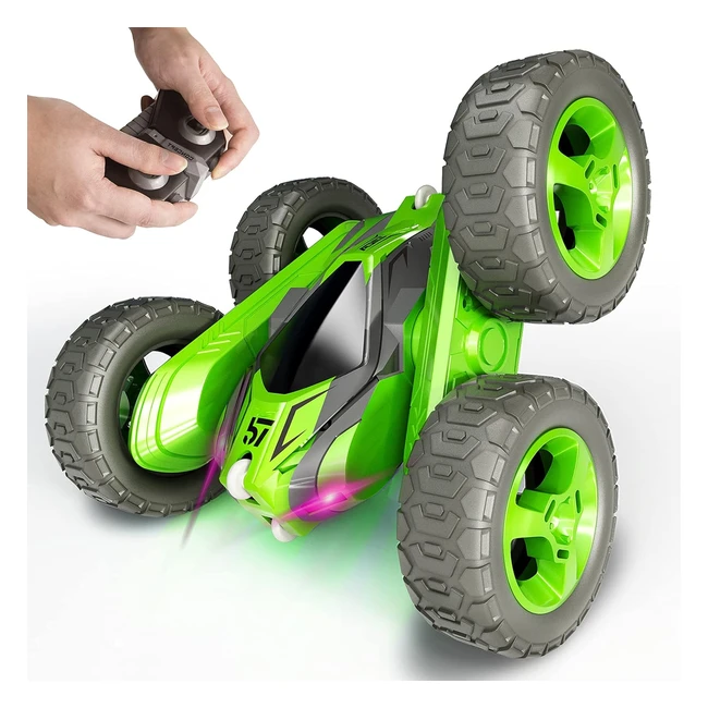 Tecnock Stunt RC Car for Kids - 24GHz Double Sided Flips - 360 Rotating - Rechargeable Battery - Great Gifts