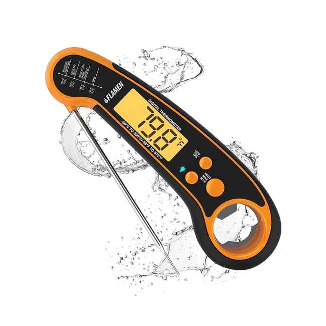 Termometro Carne Flamen - Lettura Istantanea, Impermeabile, Cottura al Forno