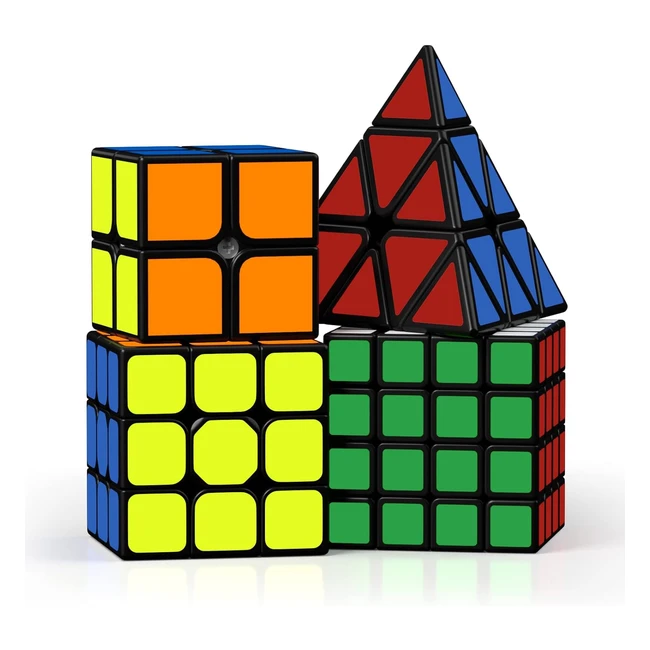 Roxenda Speed Cube Set 2x2 3x3 4x4 - Original Fast Cube with Instruction - 4 Pac