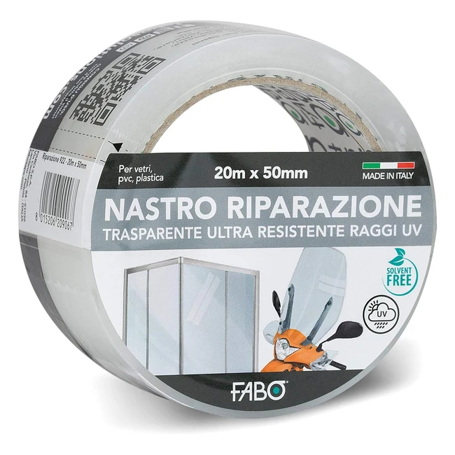 Fabo Nastro Riparazione Trasparente 20m x 50mm - Resistente UV