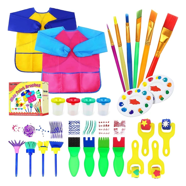 26pcs Hanmulee Paint Brushes Sponge Kits - Early DIY Learning Painting Sets for 
