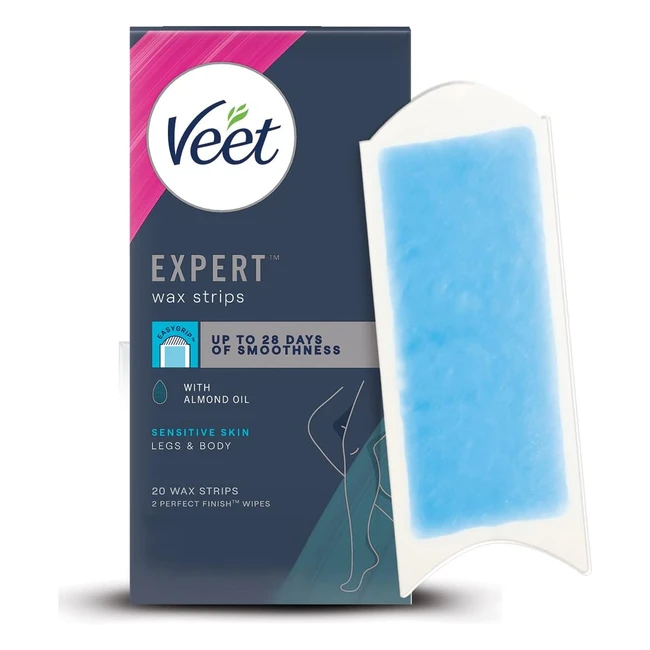 Veet Expert Cold Wax Strips - Hair Removal for Sensitive Skin - 20 Strips + 2 Finish Wipes